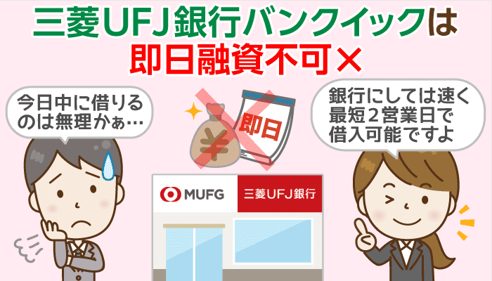 即日融資不可 三菱ufj銀行バンクイック 最速借入 郵送物回避の２条件と在籍確認